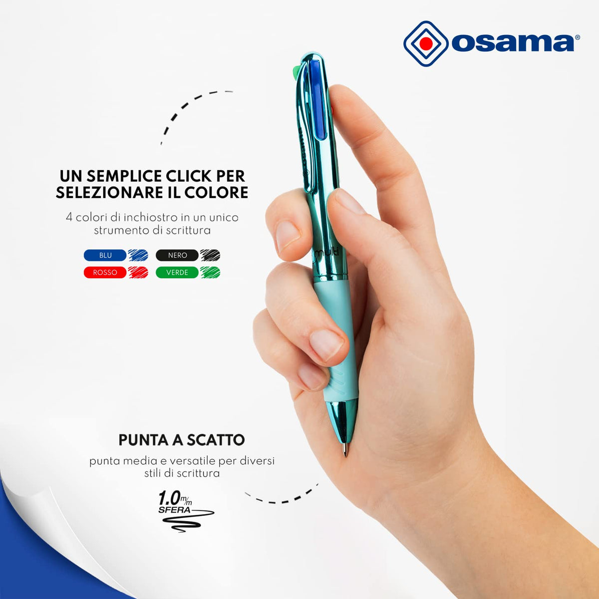 OSAMA 4 Multi - Set of Retractable Ballpoint Pens 4 Colours 4 Colours 0.1mm Ballpoint Pens with