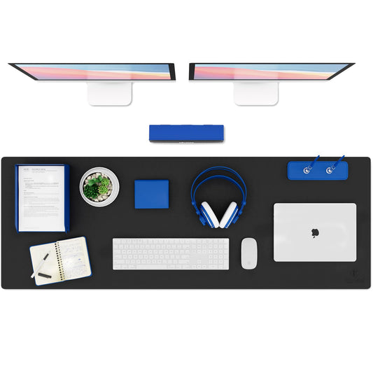 K KNODEL Extra Large Desk Mat, Leather Mouse Pad (47.2"x17", Black)