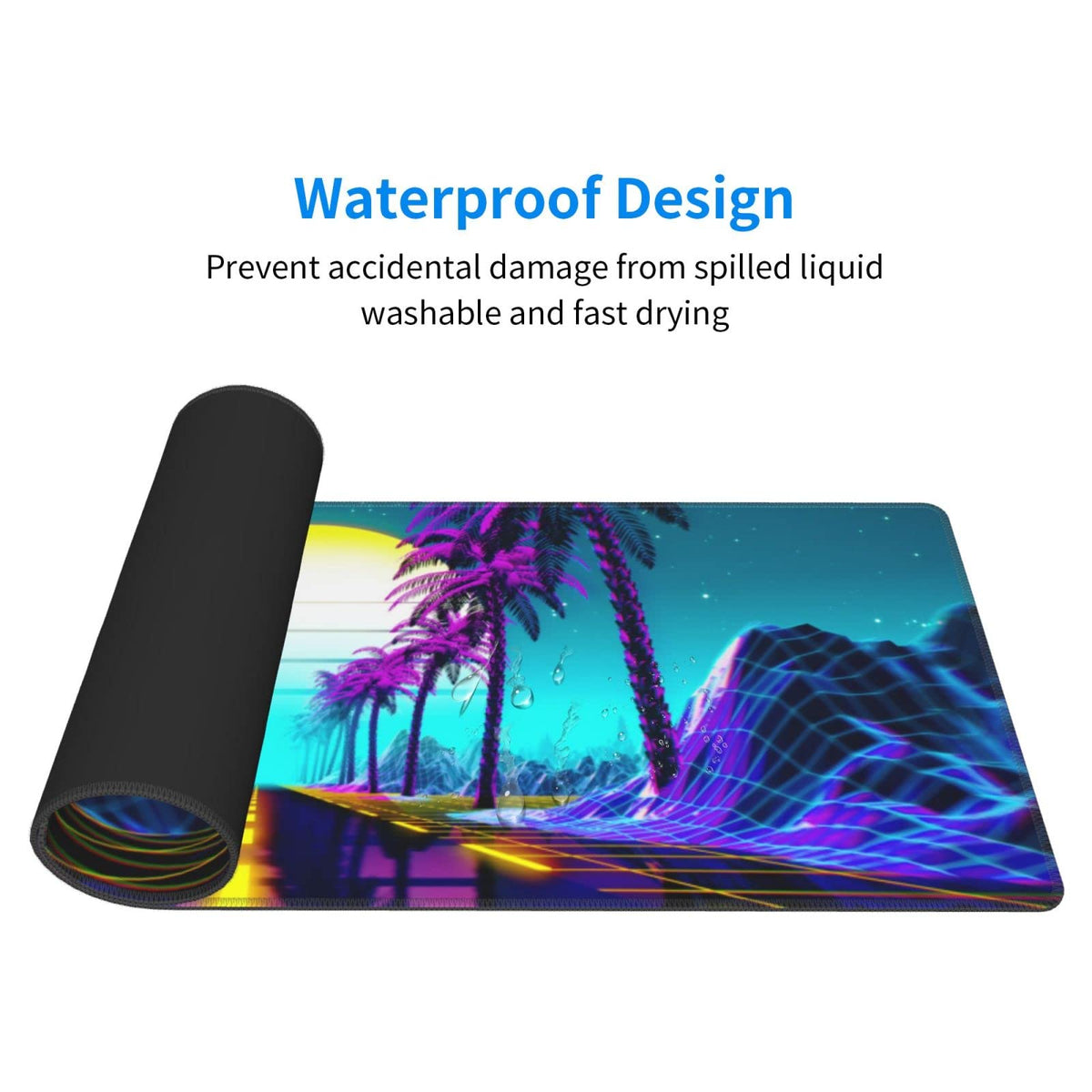 Neon Retrowave Gaming Mouse Pad Large XL Desk Mat Long Extended Pads Big Mousepad for Home Office