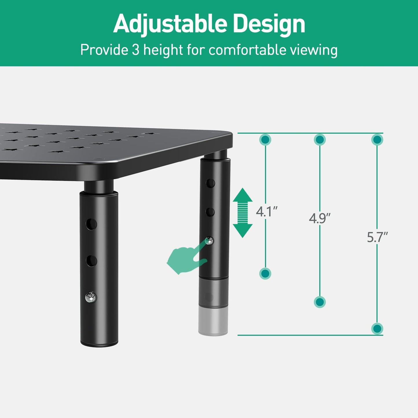 Zimilar 2 Pack Monitor Stands Risers, 3 Height Adjustable Monitor Riser