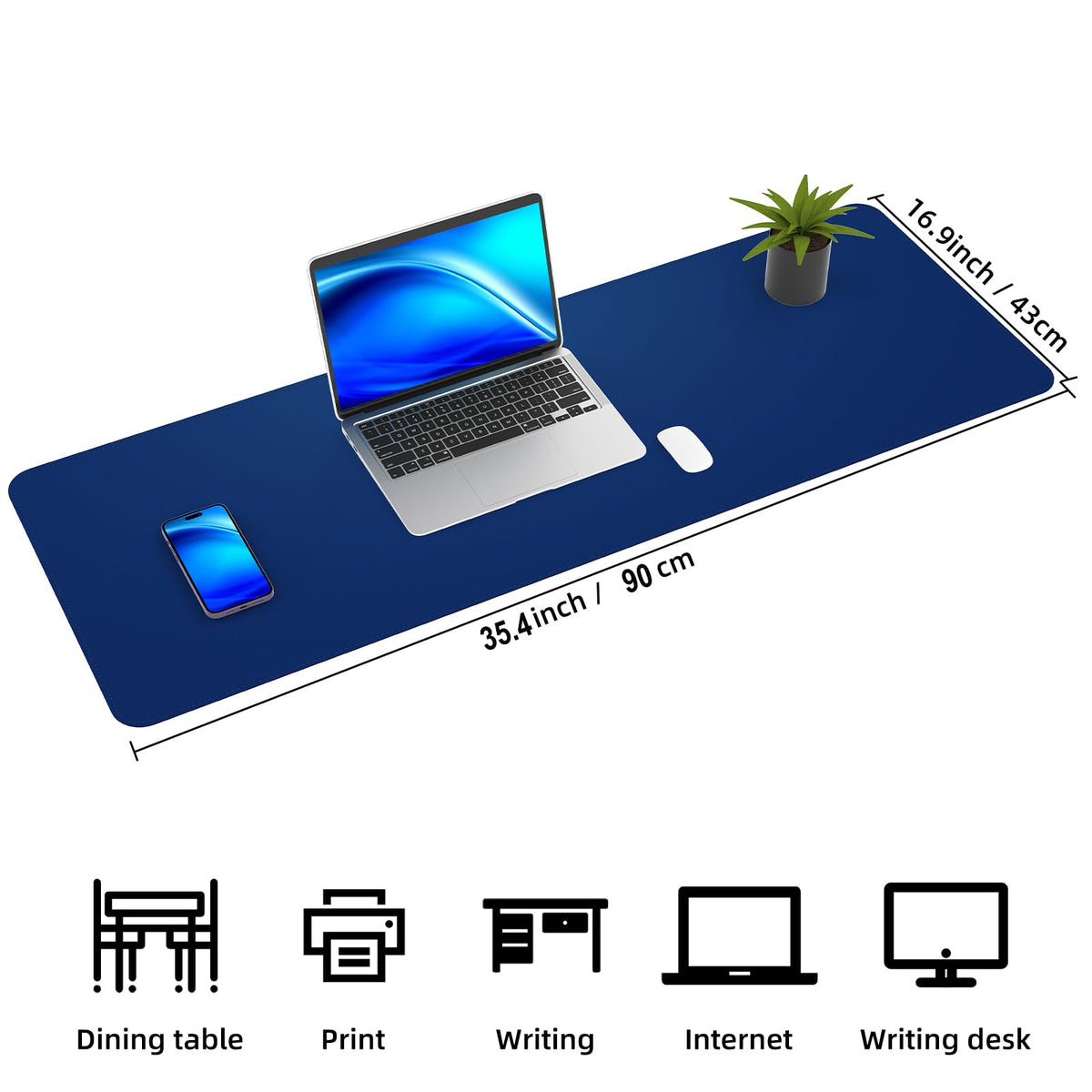 AFIING Cork Desk Mat, Sapphire Blue, 35.4" x 17"