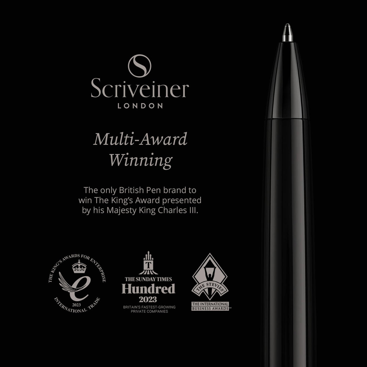 Scriveiner Gun-Metal Lacquer Ballpoint Pen - Stunning Luxury Pen, Schmidt Black Refill, Best Gift