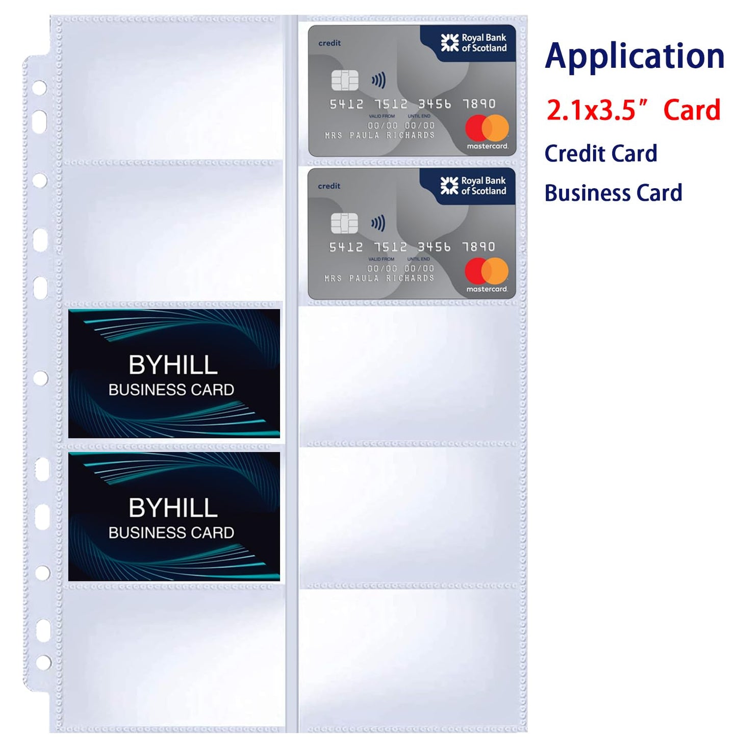 BYSTER 90 Pack 1800 Pockets Business Card Sleeves Binder Sheets, Ultra-Clear Business Card Pages