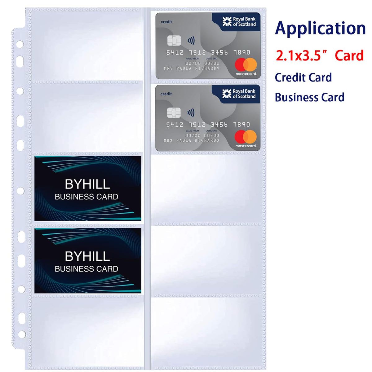 BYSTER 90 Pack 1800 Pockets Business Card Sleeves Binder Sheets, Ultra-Clear Business Card Pages