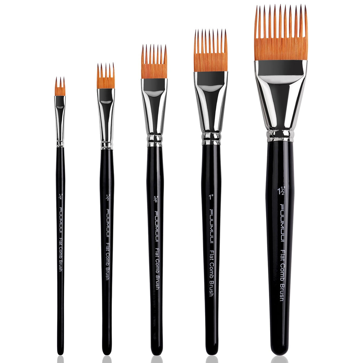 Fuumuui Grainer Brush Set–5pcs Professional Flat Comb Brushes for Unique Texture Painting Perfect