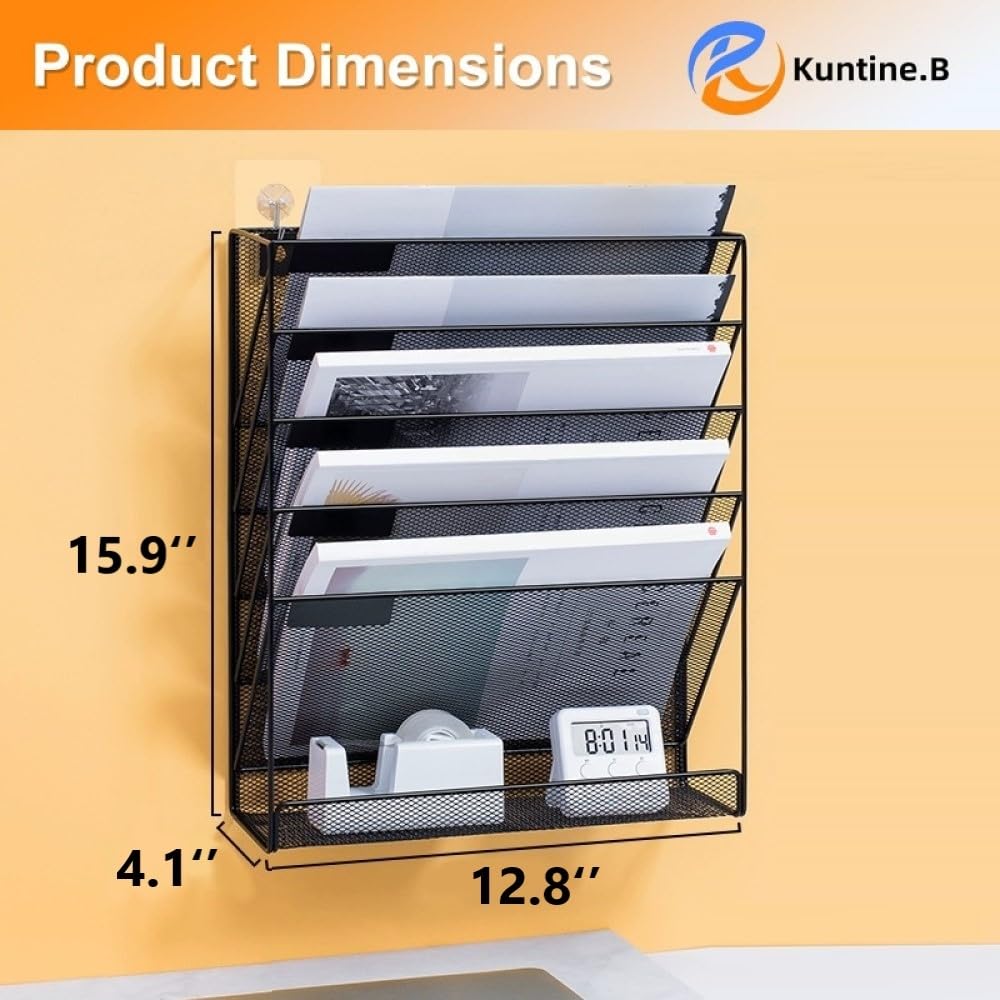 Kuntine.B 6-Tier Wall File Organizer Hanging File Organizer Cubicle Organizer Wall File Holder for