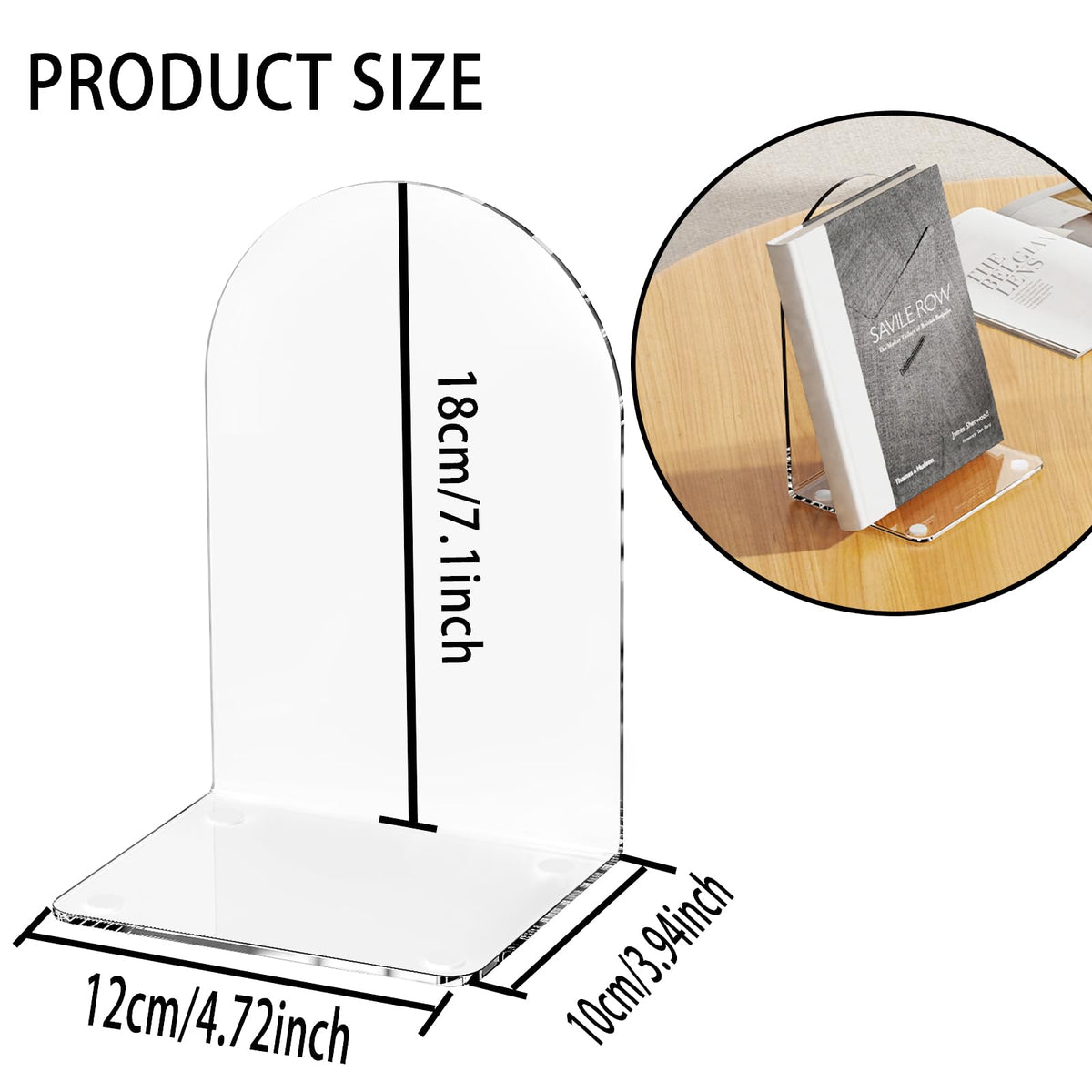 Acrylic Book Ends 16 Pcs, Clear Bookends, Bookend Organizer for Shelves