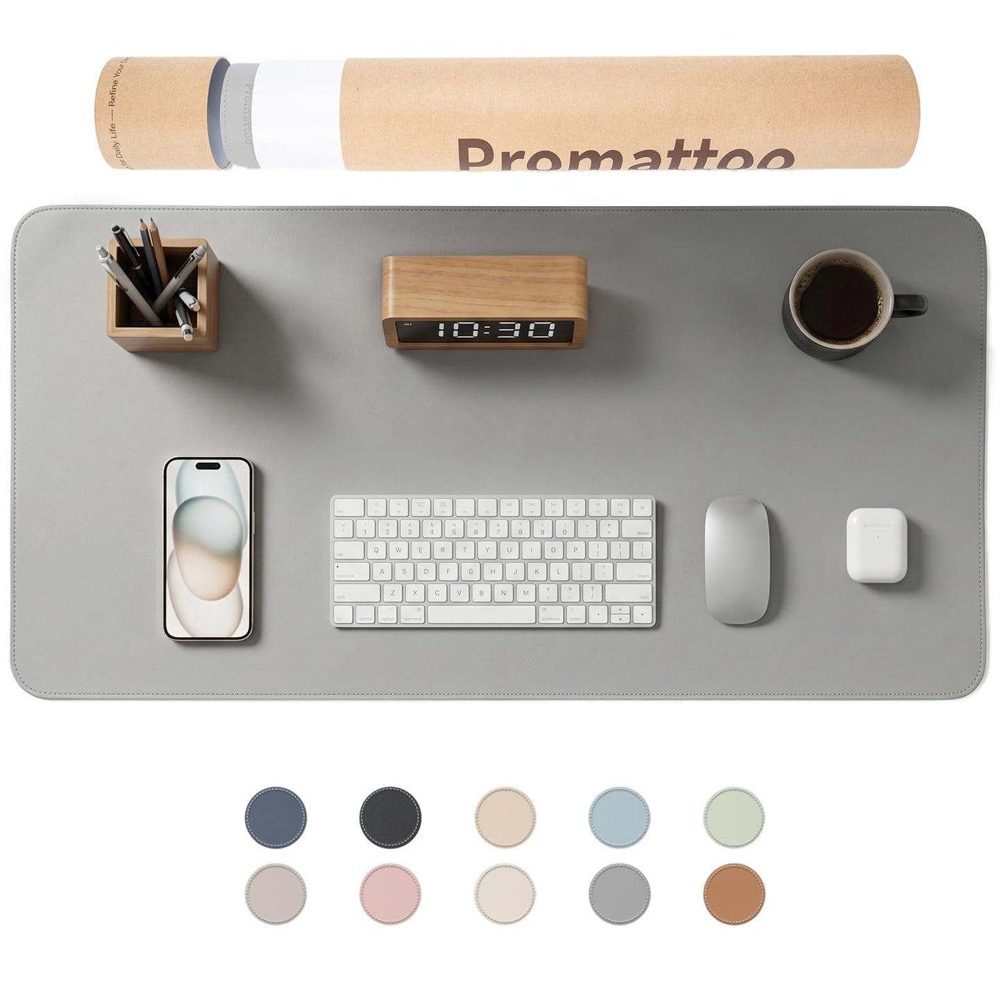 PROMATTOO Large Desk Pad Non-Slip Desk Mat Protector for Keyboard Mouse Waterproof Vegan Leather