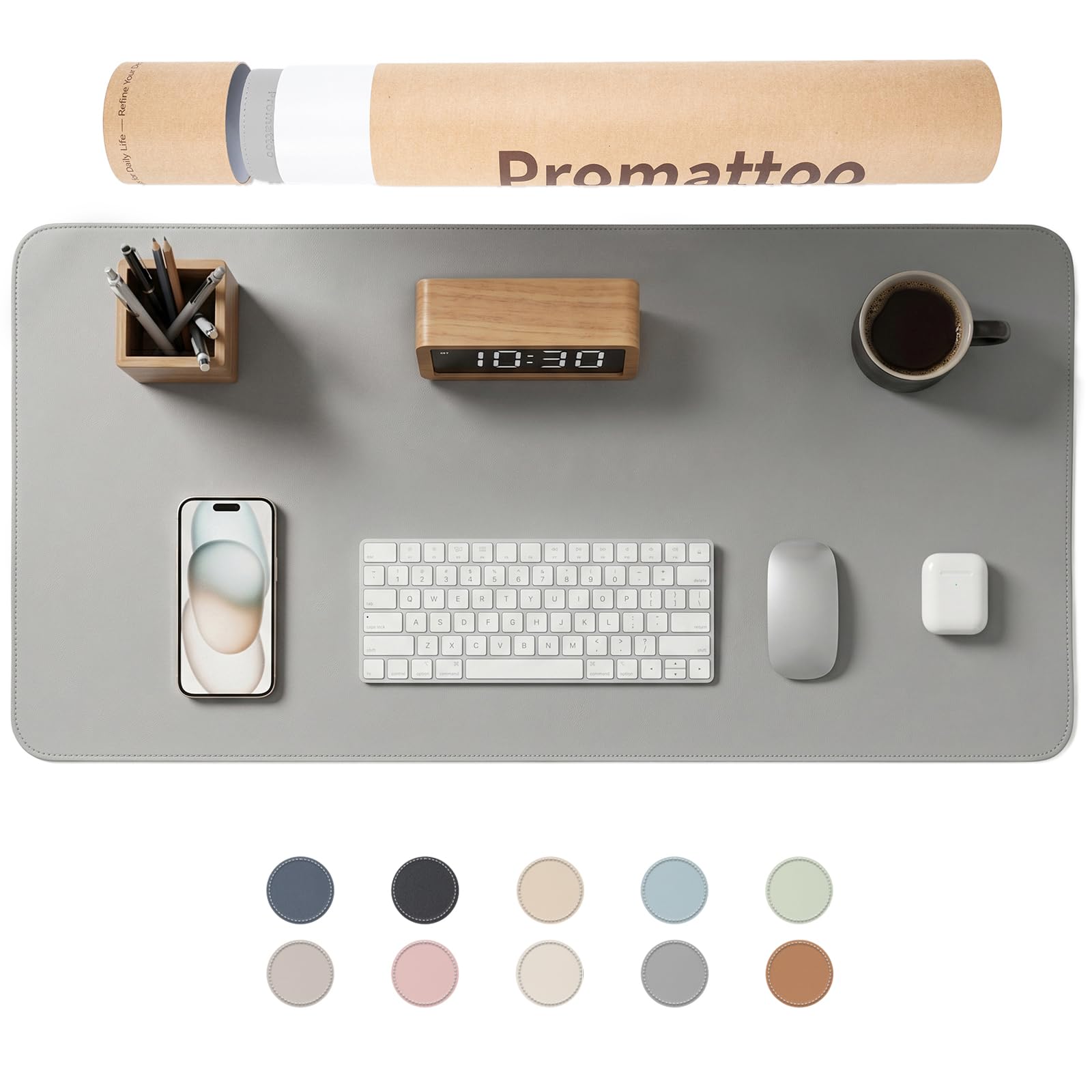 PROMATTOO Large Desk Pad Non-Slip Desk Mat Protector for Keyboard Mouse Waterproof Vegan Leather