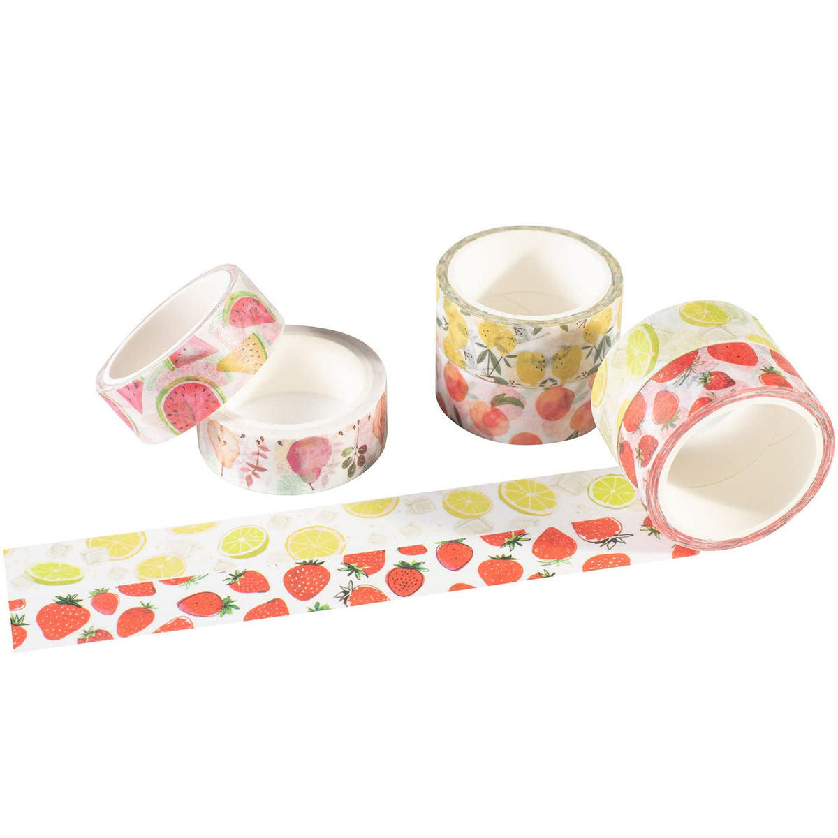 YUBBAEX 6 Rolls Washi Tape Set Plants Fruits & Floral Masking Tape Decorative for Arts, DIY Crafts