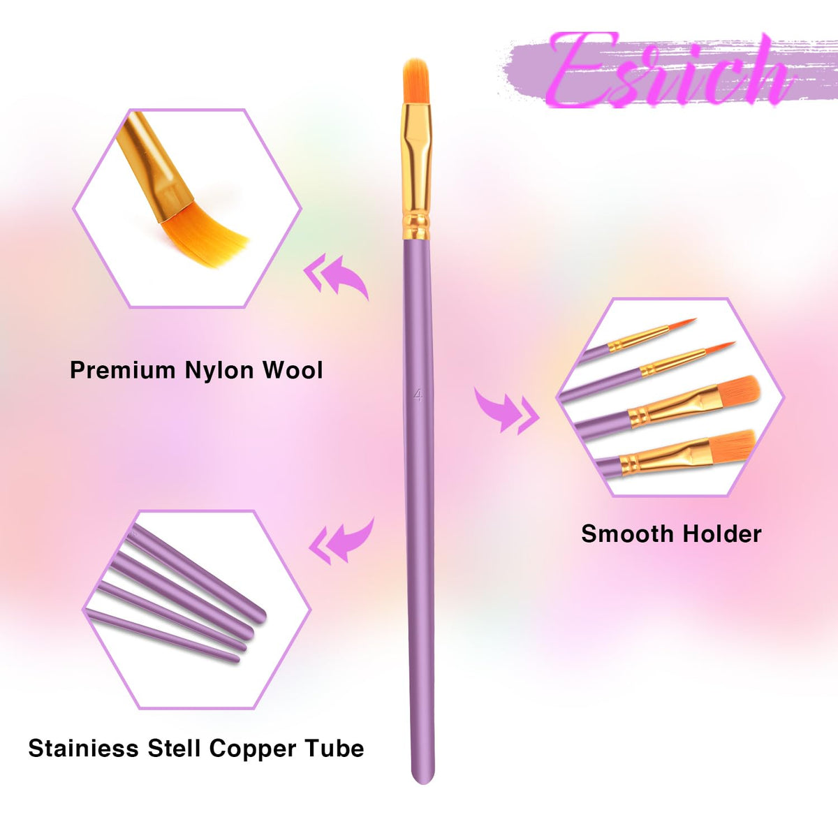 ESRICH 200PCS Paint Brushes, Paint Brush for Acrylic Painting
