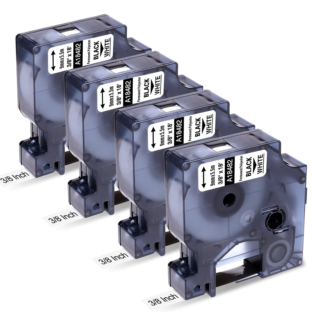 Replacement for Dymo Rhino 18482 Permanent Polyester Label Tape 3/8