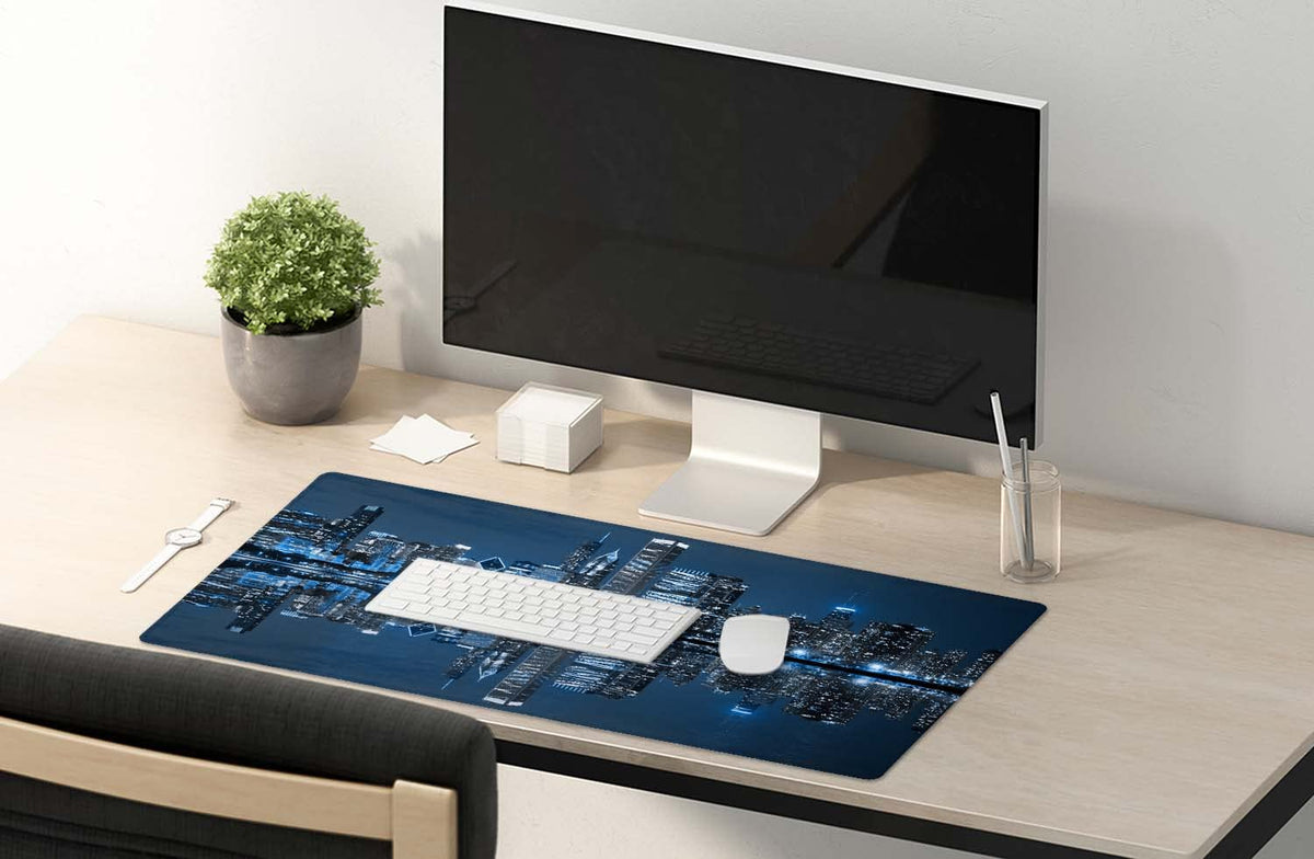 SSOIU Extended Gaming Mouse Pad (35.5x15.7 in), Large Non-Slip Rubber Base Mousepad with Stitched