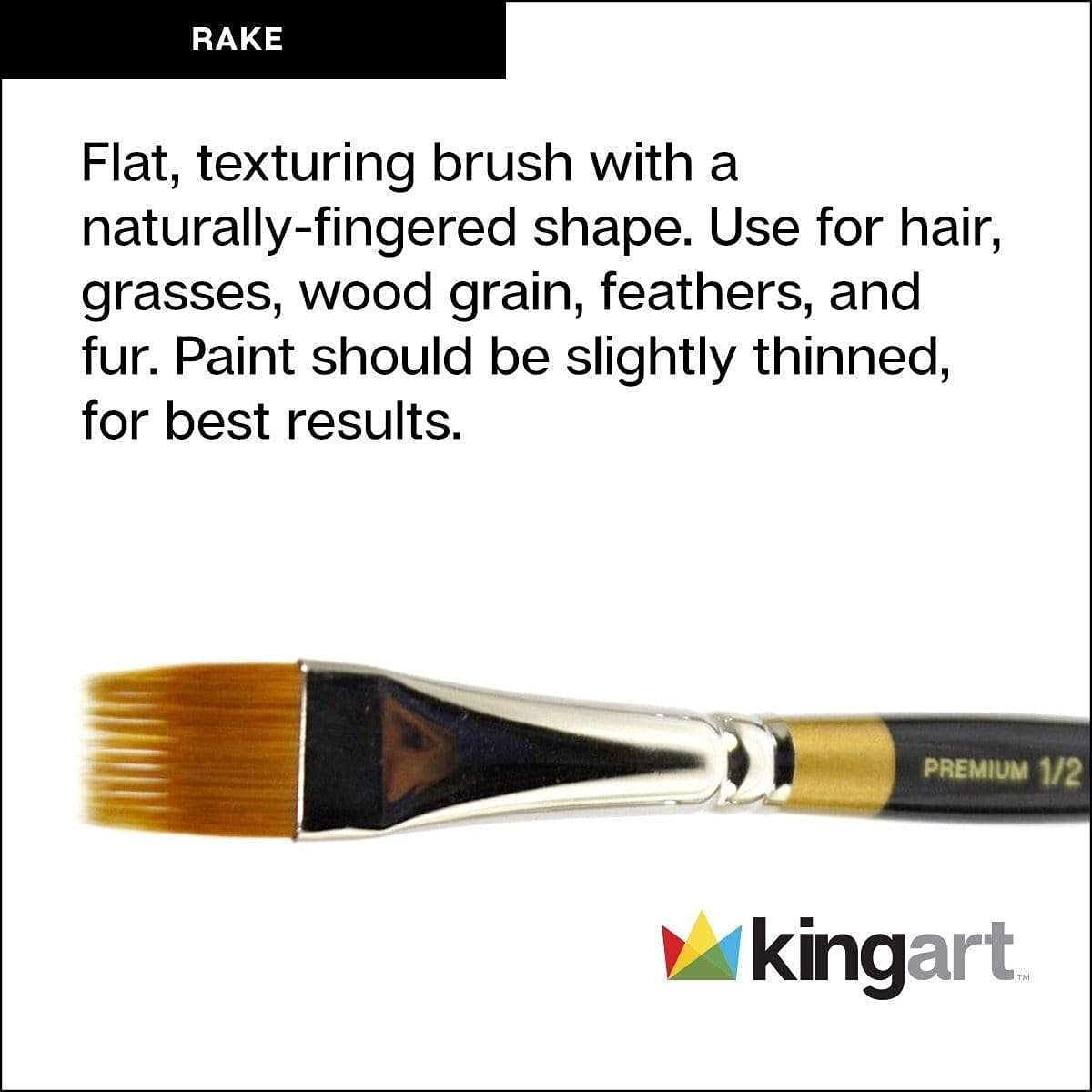 KINGART Premium Original Gold 9120-3/4 RAKE Series Artist Brush, Golden Taklon Synthetic Hair