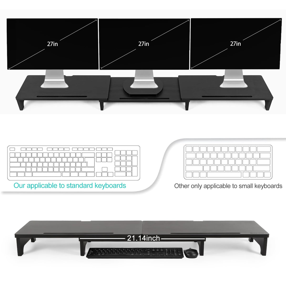 Nnewvante Bamboo Monitor Stand Riser, 60 inch Upgrade Height Large TV Riser