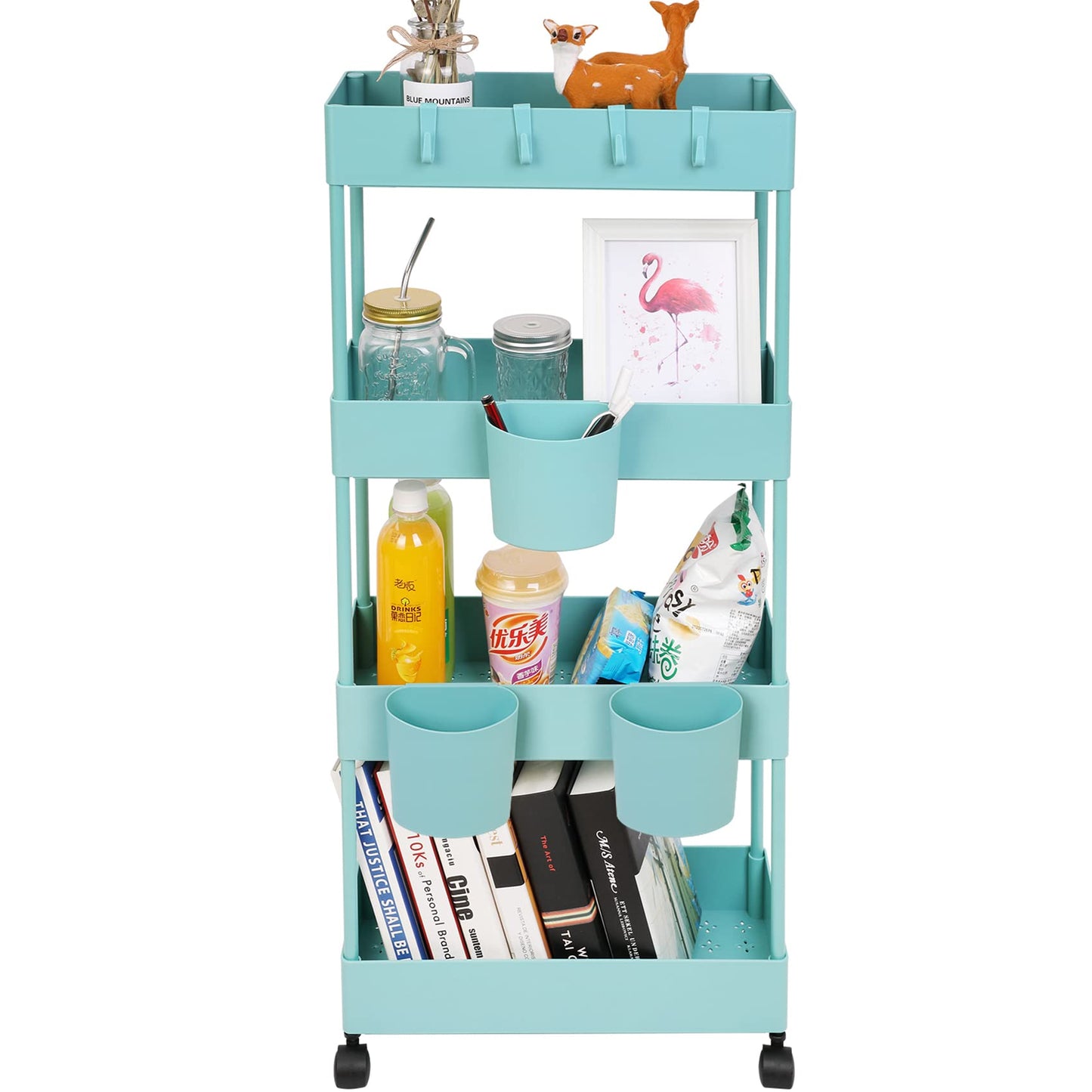 AYVANBER 4 Tier Slim Rolling Utility Kitchen Cart Bathroom Organizer for Narrow Places Multipurpose