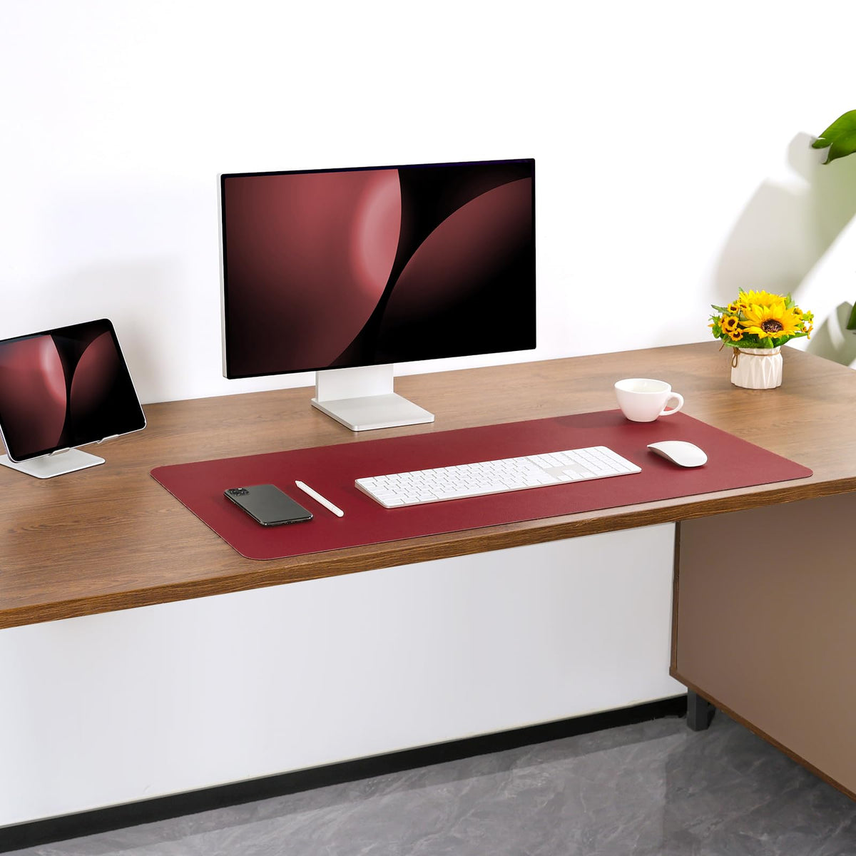 Jumdast Dual Sided Desk Pad Faux Leather Desk Mat Large Mouse Pad