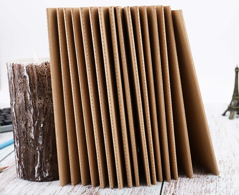 Wotion Kraft Blank Notebook 16 Pack, A5 Journal, 8.3" x 5.5", 60 Pages Thick No Bleed Paper, Soft