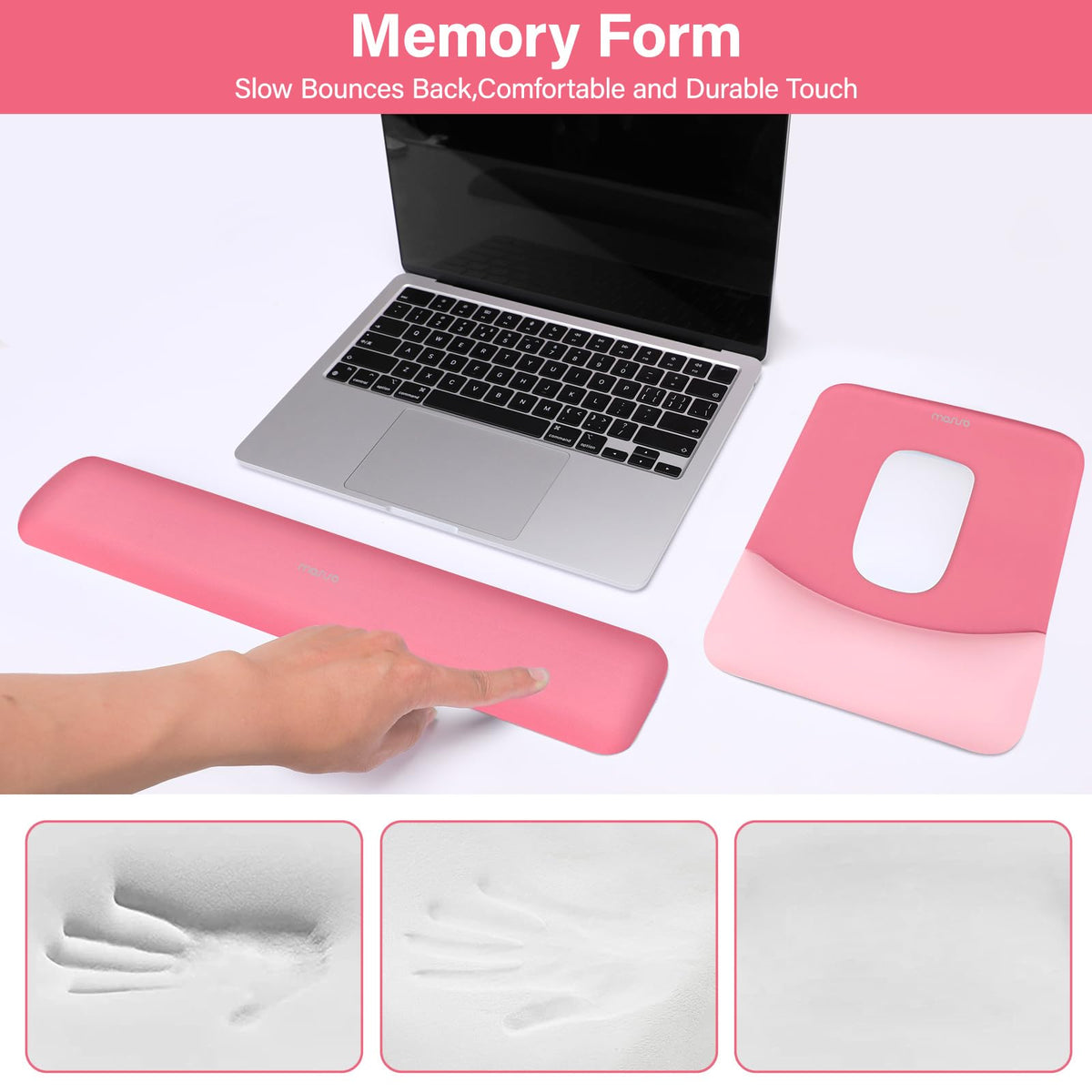 MOSISO Wrist Rest Support Mouse Pad & Keyboard Set, Melon Pink