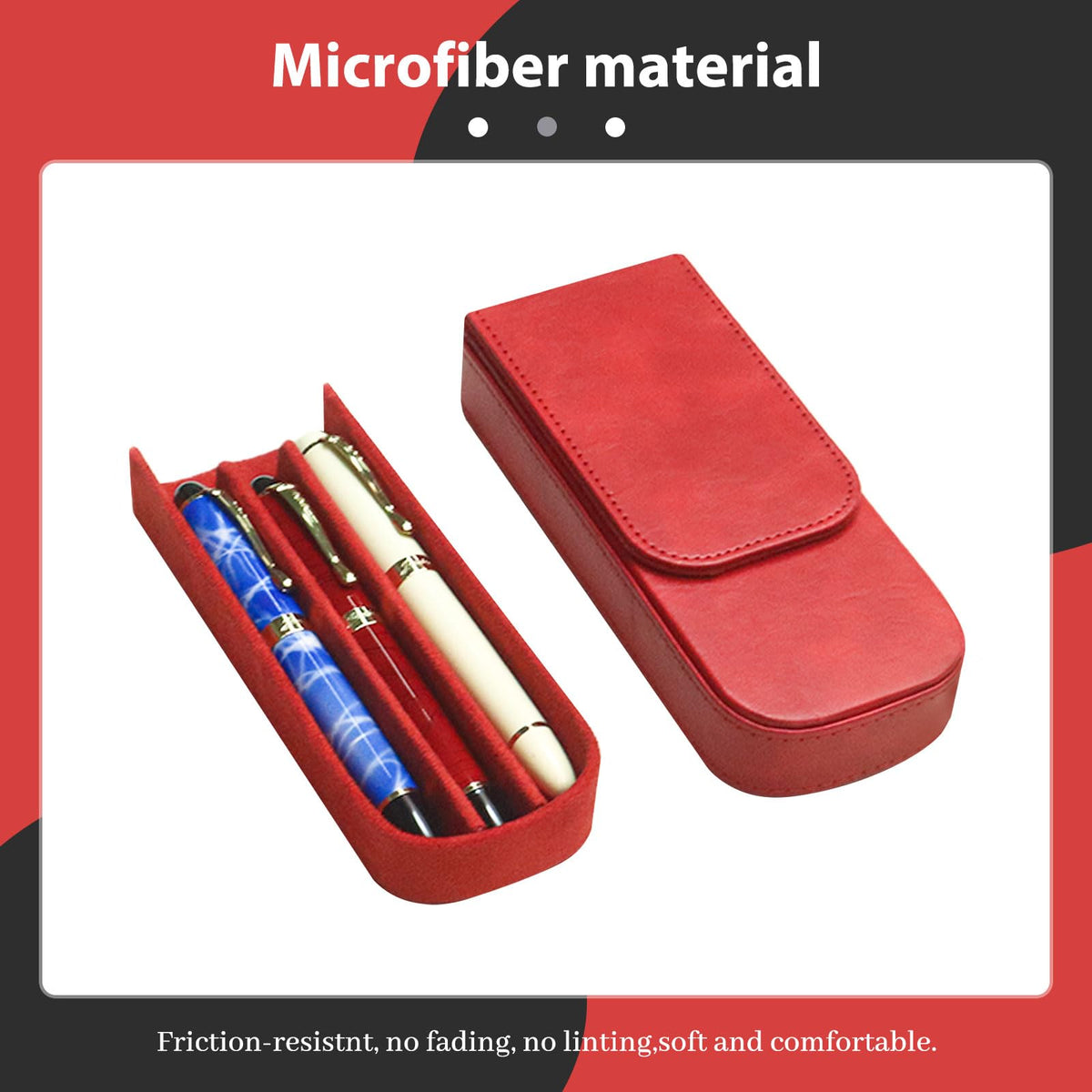MIVLXLX PU Leather Fountain Pen Case, Pen Storage Tray Organizer(red)