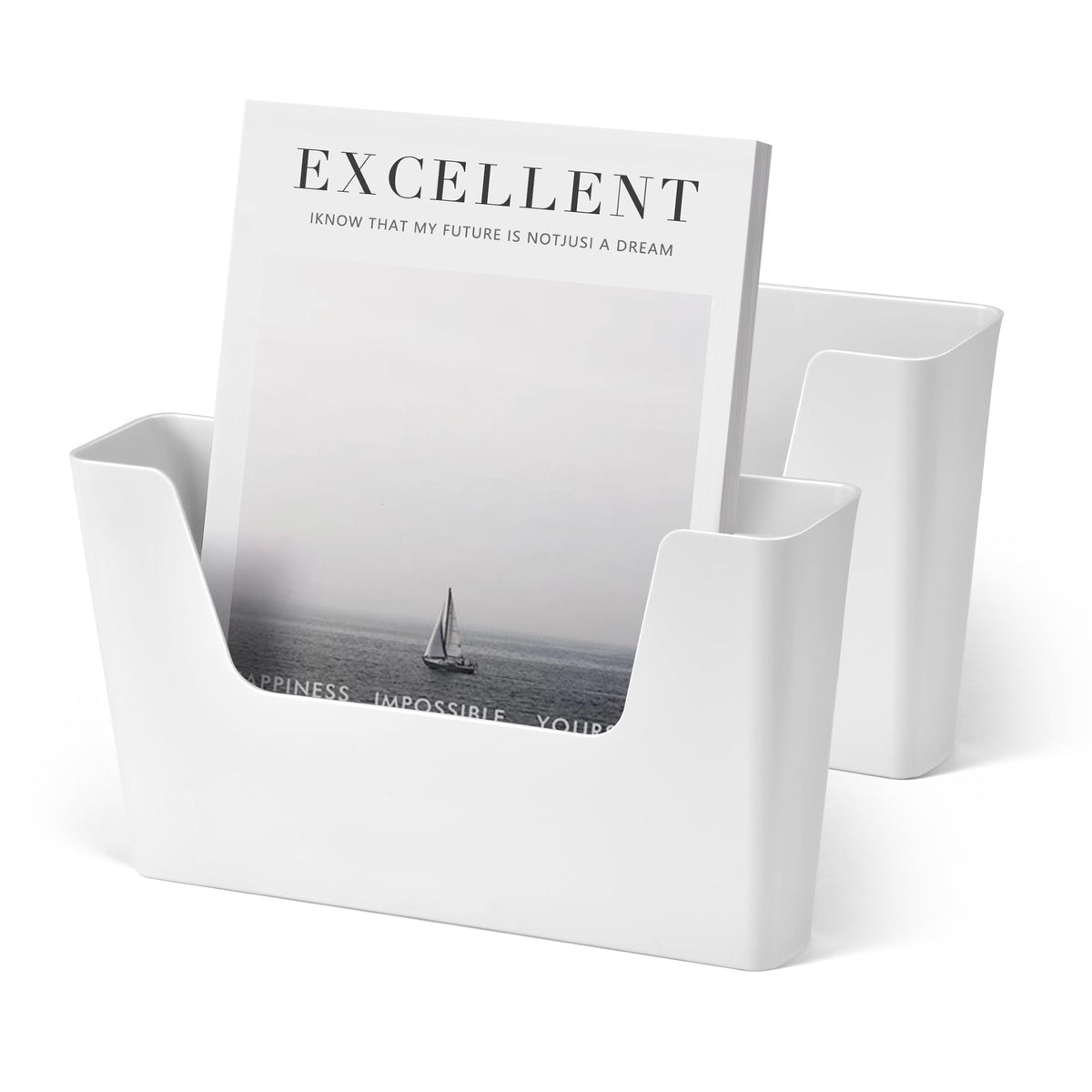YOHOM Adhesive File Holder Plastic Document Folder Door No Drilling Mount Mail Magazine Organizer