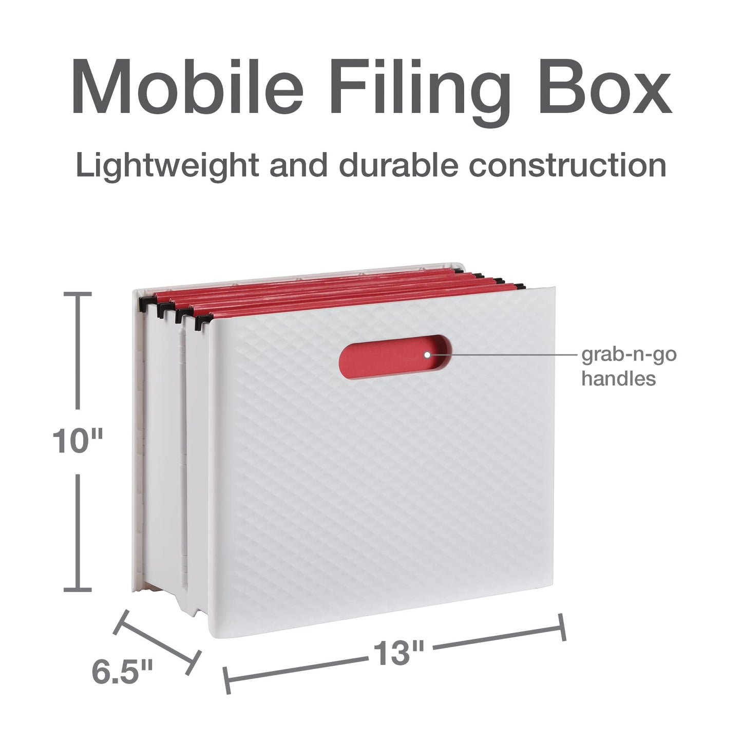Pendaflex Mobile File Box with Handles, Easy Set Up, Collapse Down and Store Away, 13"W x 10"H x