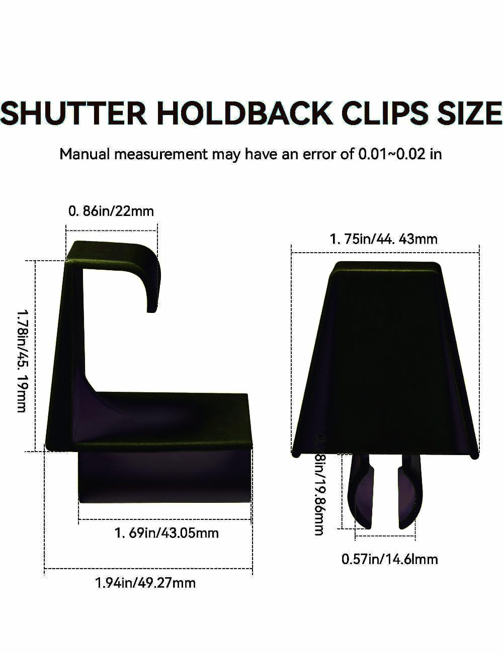 ABA Chief Store HV Shutter Holdback Clips for Accordion Shutters 4 Pieces (Black)