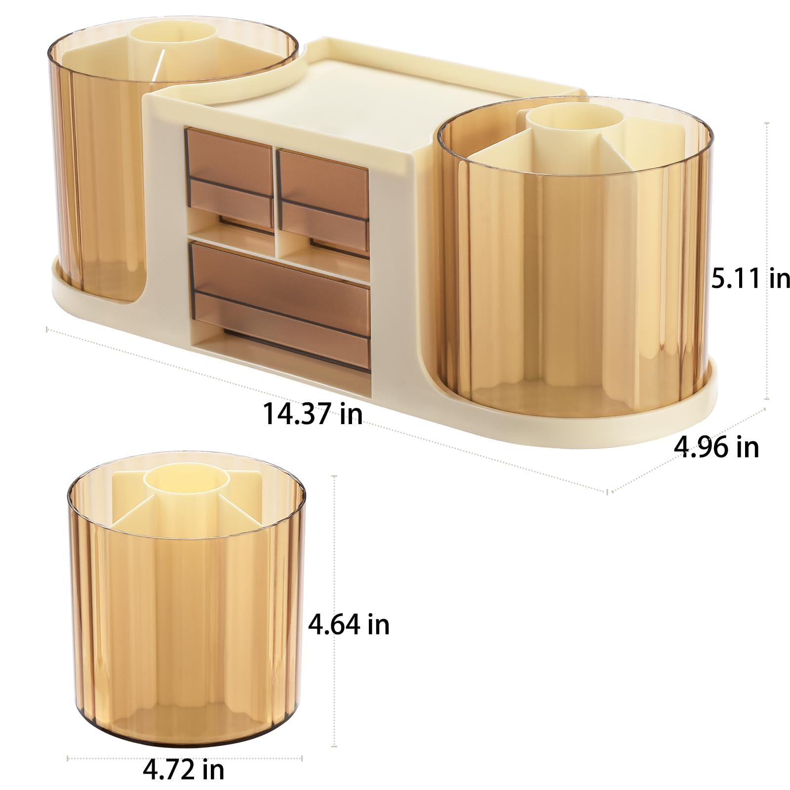 KLIONGO Rotating Desk Organizer with 2 Pen Holder, Desk Organizers and Accessories with 10 Slots