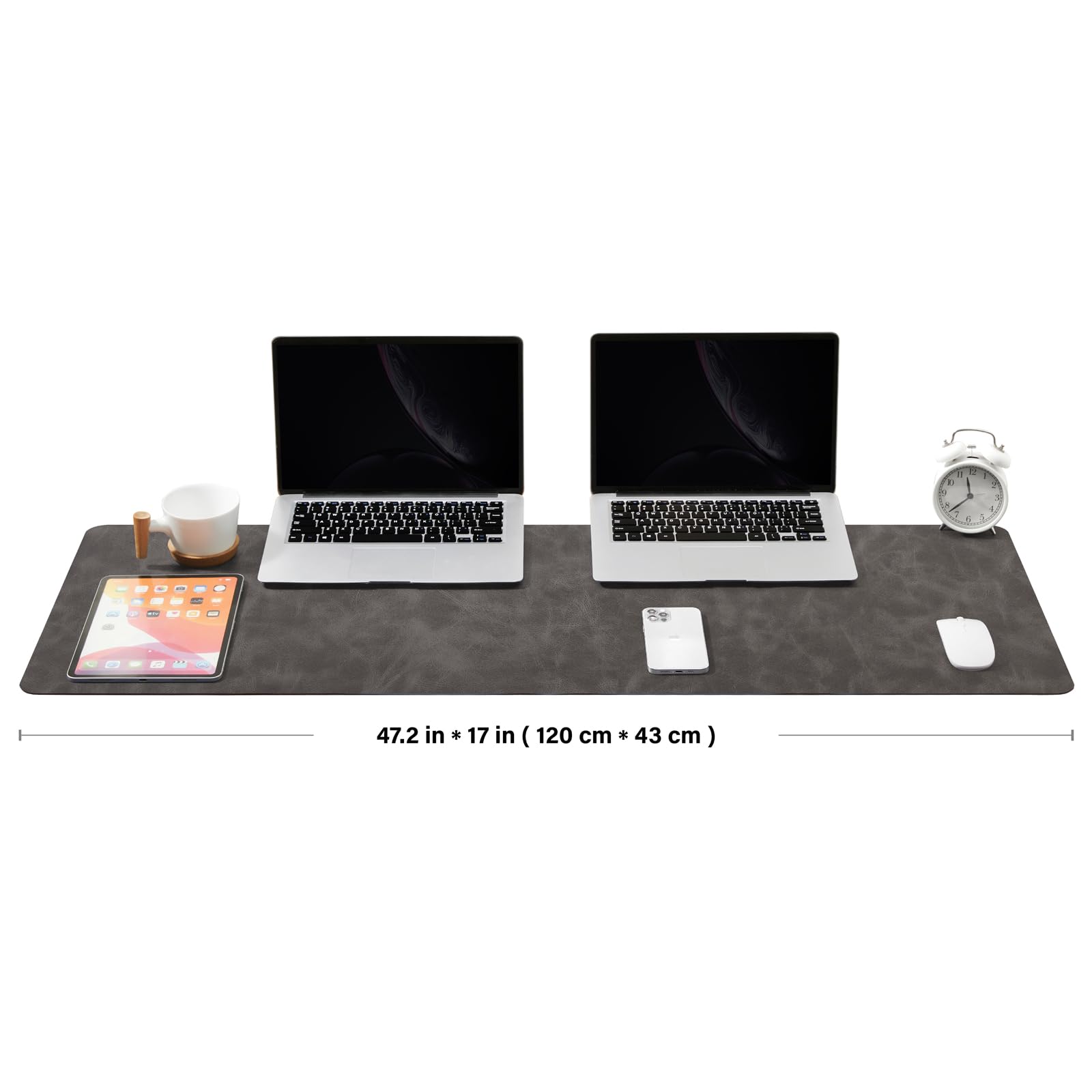 Distressed Leather Desk Mat - Non-Slip PU Desk Pad for Office and Home - Desk Organization and