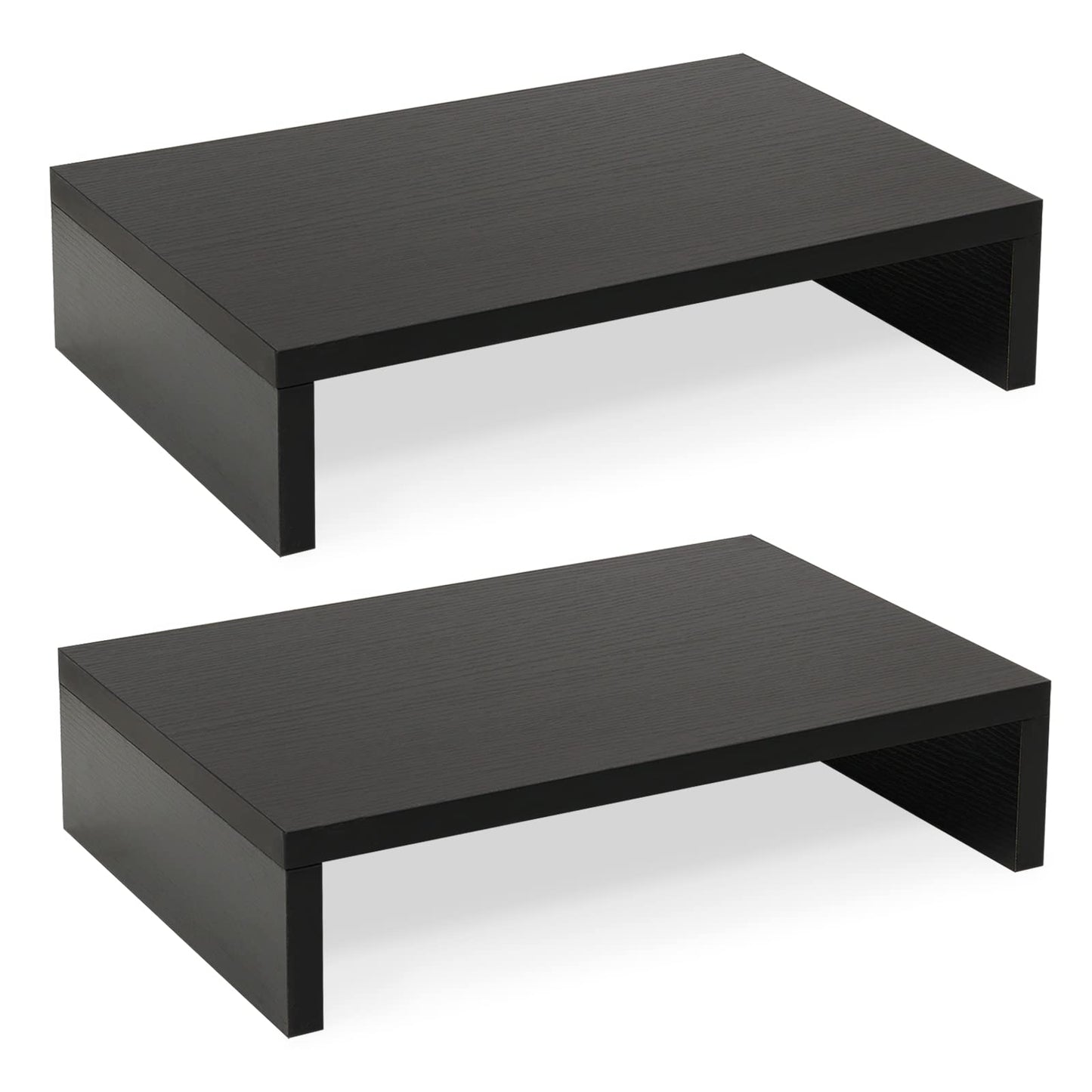 TEAMIX 2-Pack Wood Monitor Stand Riser for Desk , Black