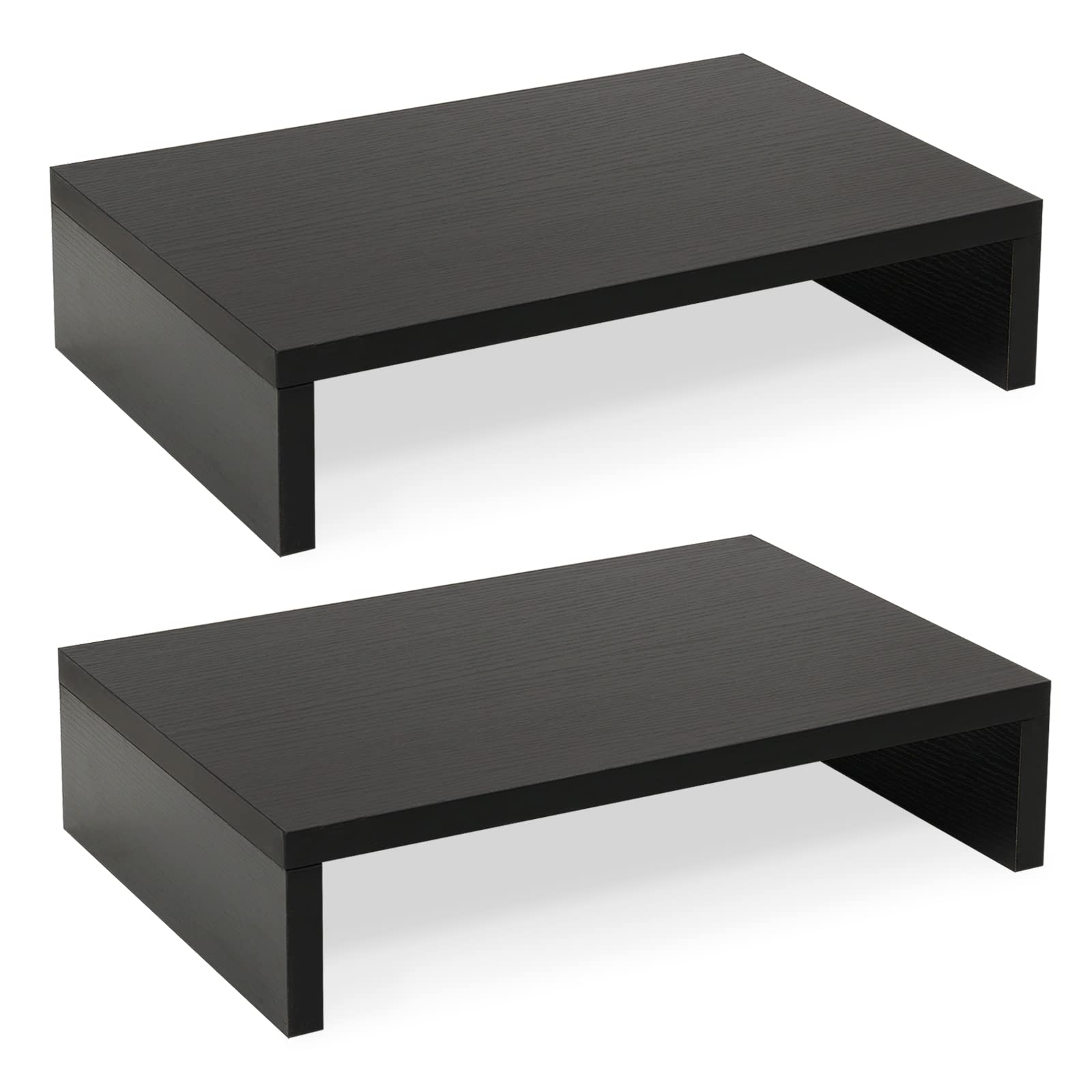 TEAMIX 2-Pack Wood Monitor Stand Riser for Desk , Black