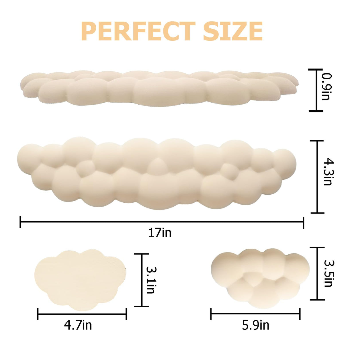 Cloud Wrist Rest Keyboard, Ergonomic Keyboard Wrist Rest Pad Set, Beige