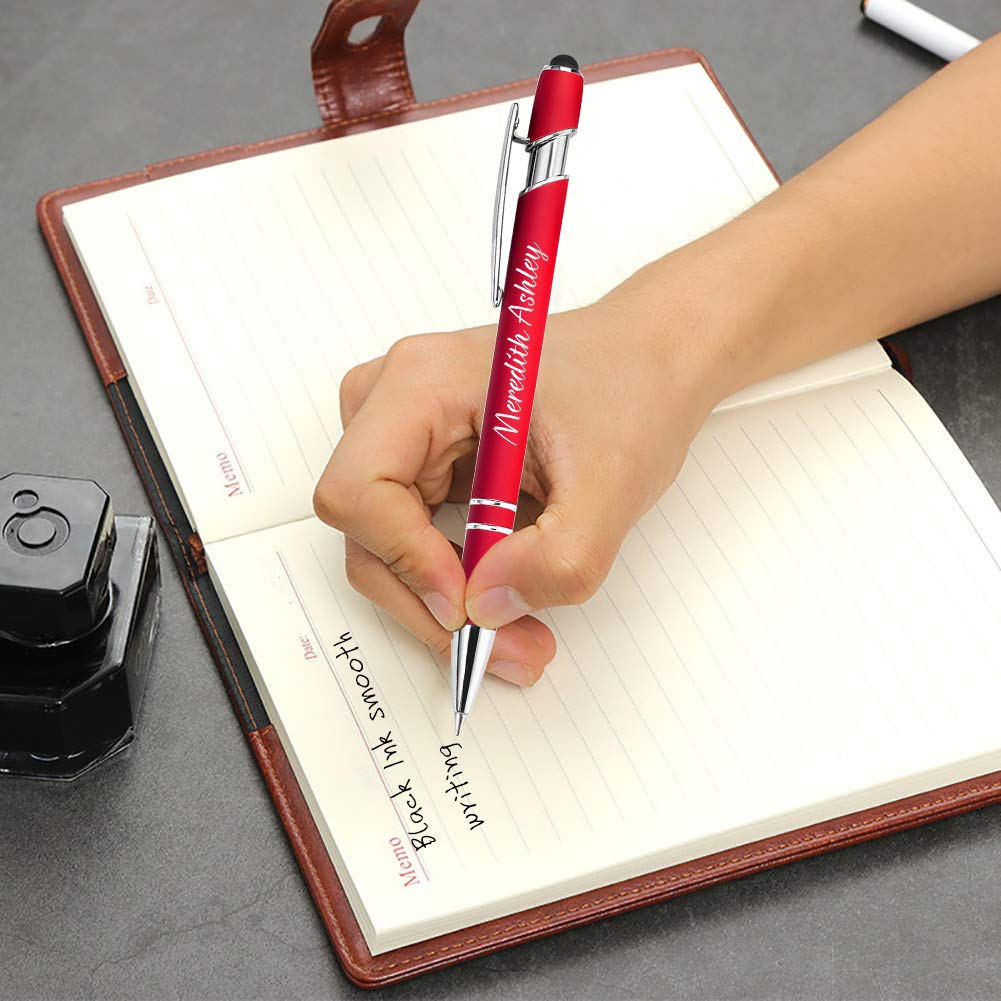 Aolun Personalised Pen,Custom Engraved Ballpoint Pen with Stylus,Soft Touch Metal,Enter Name,Logo