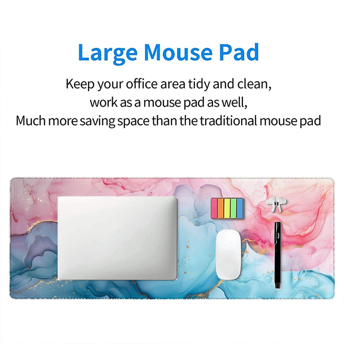 Pink Cyan Marble Desk Mat Blue Gold Marble Mousepad XL Large Gaming Mouse Pad Laptop Keyboard Mat