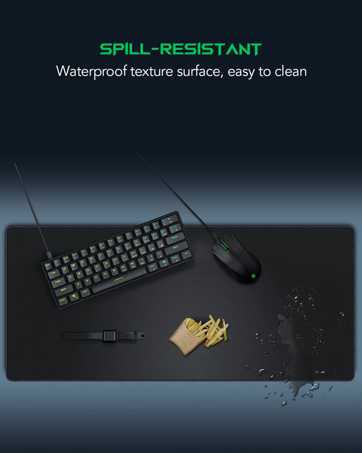 Black Shark Gaming Mouse Pad Desk Mat (35.4" × 15.8" × 0.15") Thick Extended Mousepad Non-Slip