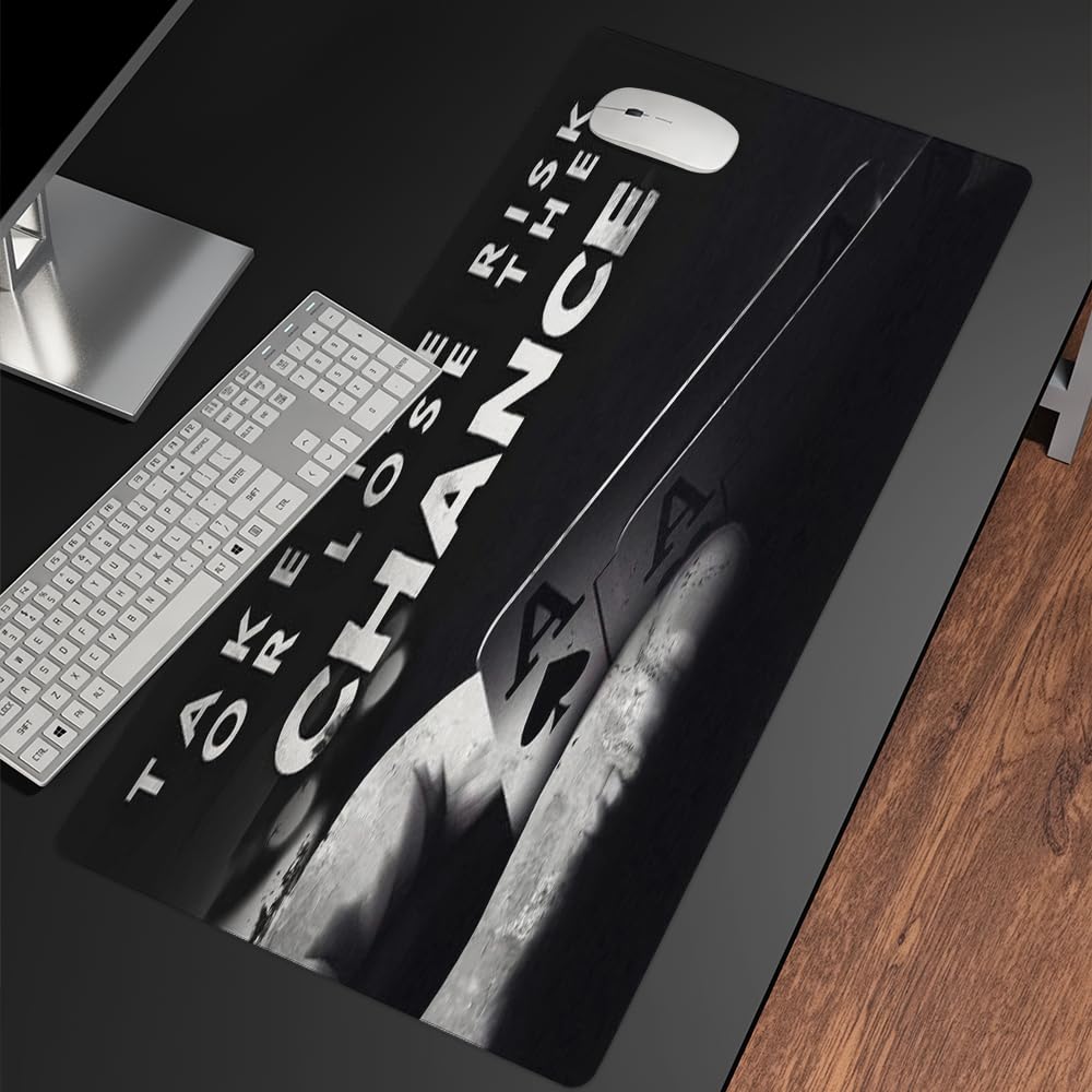 Reateforin Take The Chance Motivational Desk Mat Black,Inspirational Large Mouse Pad 31.5"x15.7"