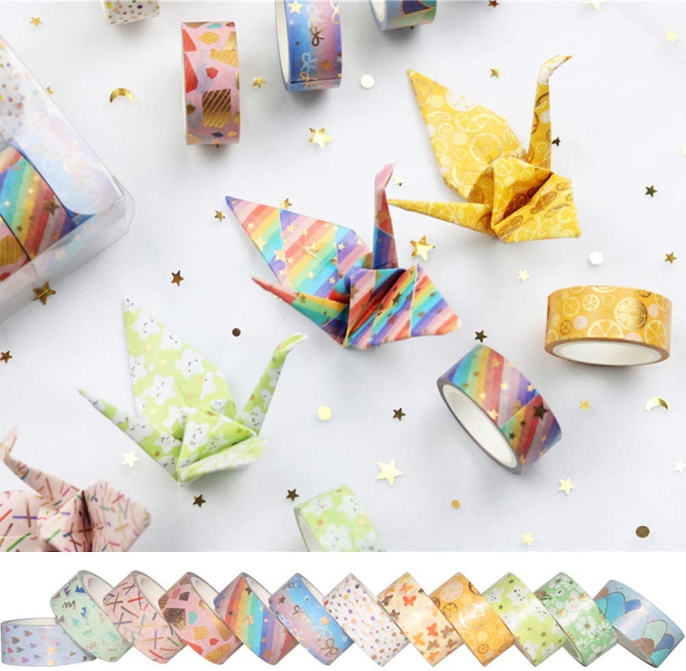 YUBBAEX Floral Gold Washi Tape Set VSCO Foil Masking Tape Decorative for Arts, DIY Crafts, Journal