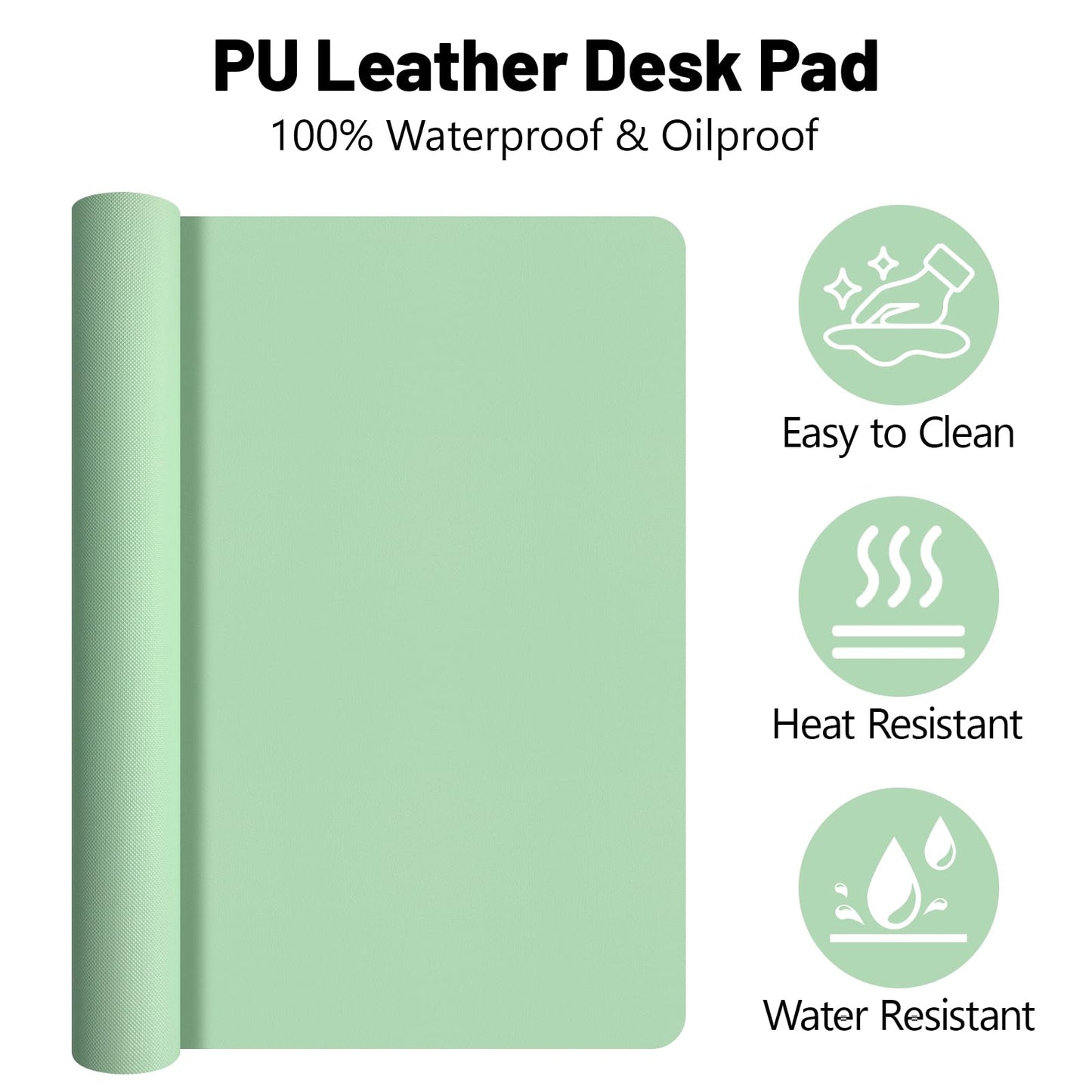 Meetcolor Leather Desk Pad Mat, Green Desk Mat, 47.2" x 16.9"