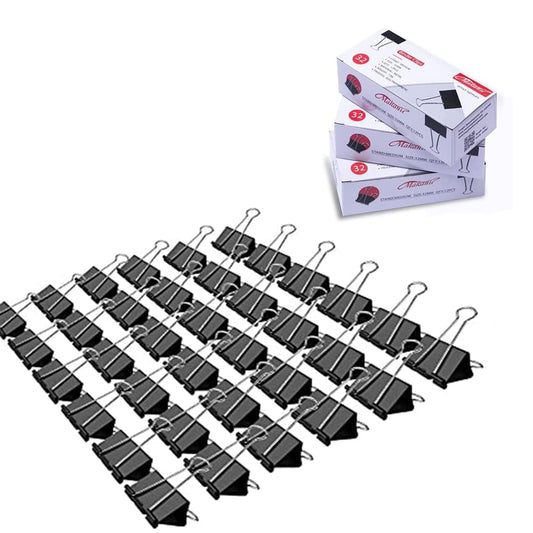 Medium Binder Clips, 36 Pack, 1-1/4 Inch, 1.25 Inch, Standard 32mm, Black, Capacity 0.6 Inch, Fold