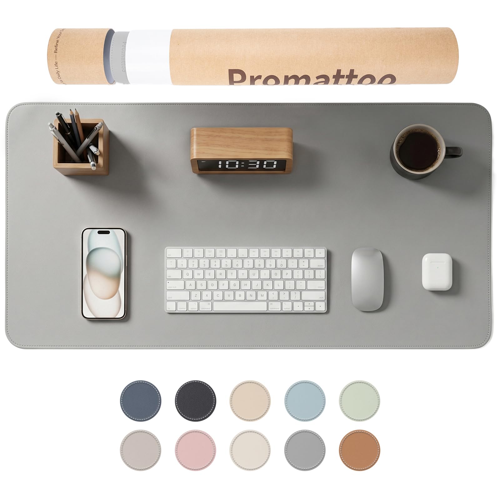 PROMATTOO Large Desk Pad Non-Slip Desk Mat Protector for Keyboard Mouse Waterproof Vegan Leather