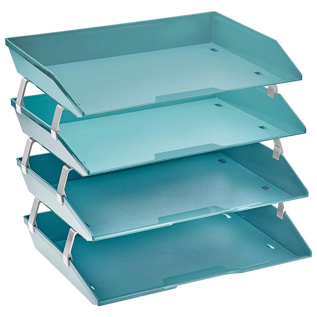 Acrimet 4 Tier Paper Letter Tray Side Load Letter Size, Office Desk File Document Organizer Plastic