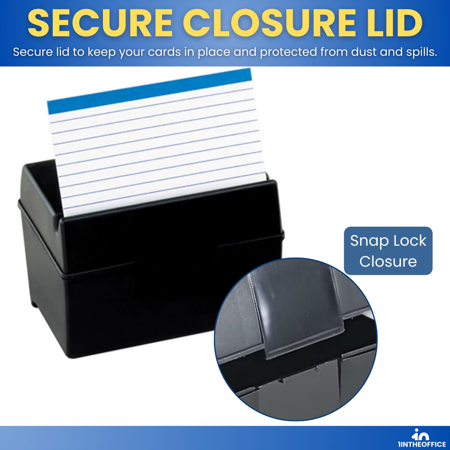 1InTheOffice Index Card Box 4x6, 400 Capacity & Index Card Guide Set, A-Z, 1/5 Tab