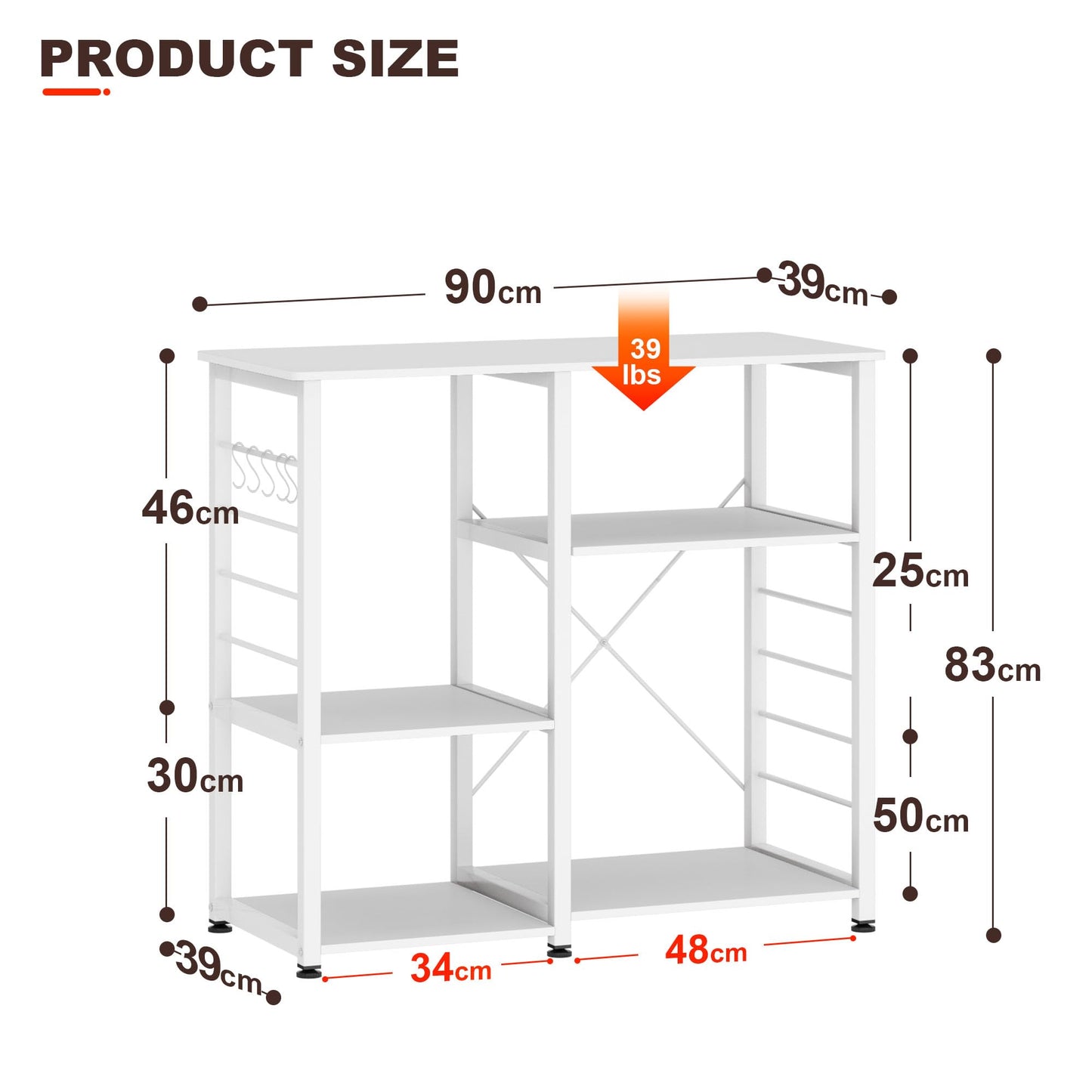 DlandHome 35.4 inches Microwave Cart Stand Kitchen Utility Storage 3-Tier for Baker Rack & Spice
