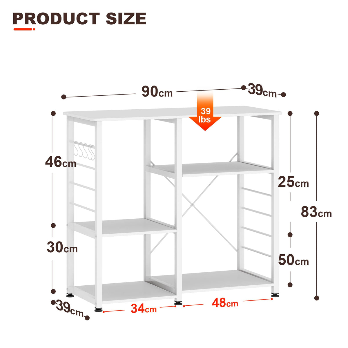 DlandHome 35.4 inches Microwave Cart Stand Kitchen Utility Storage 3-Tier for Baker Rack & Spice