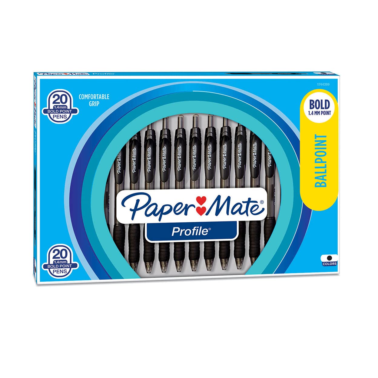 20 Count PaperMate Profile 1.4B Black Pens
