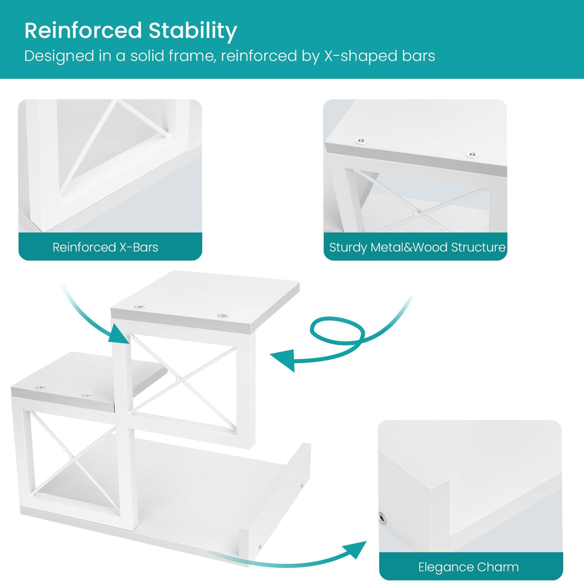 ELITEROO Desk Shelf, Wood Small Bookshelf Desktop Shelves and Organizer, Freestanding 3 Tier