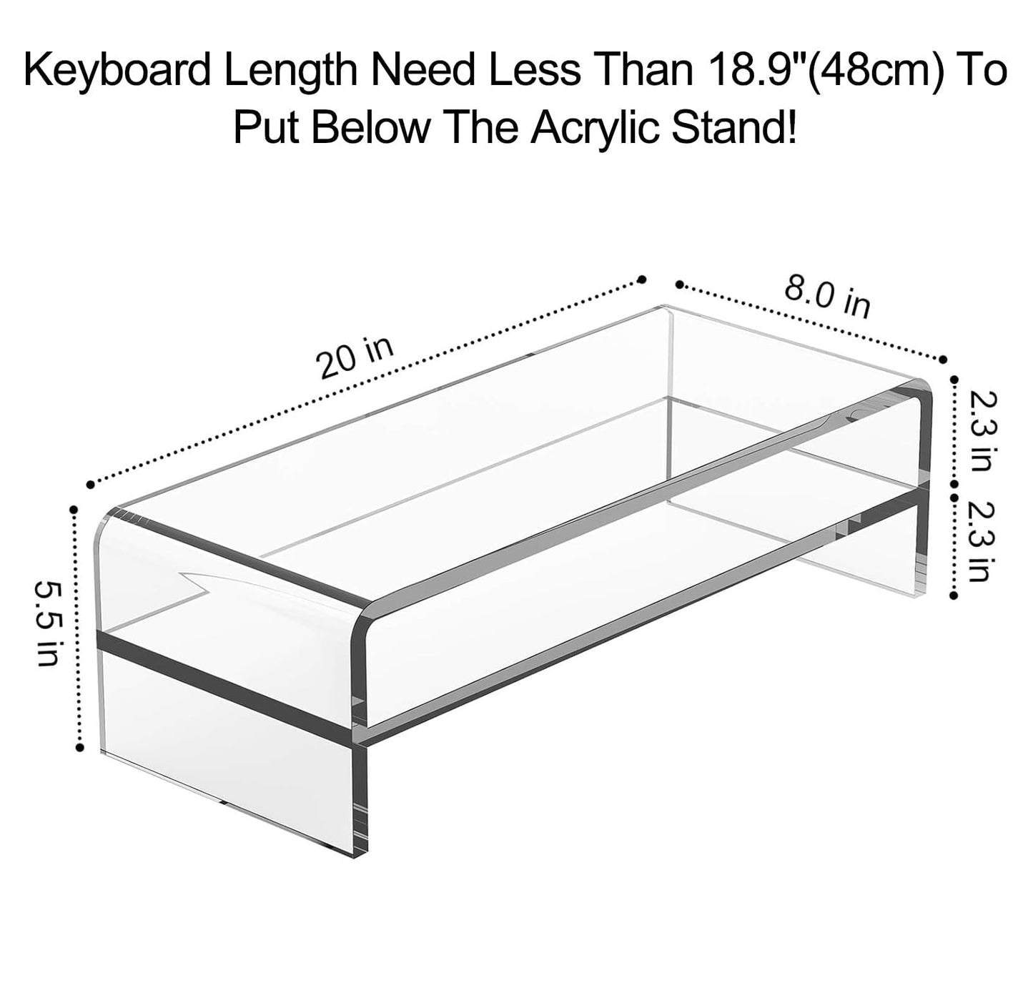 Egchi Acrylic Monitor Stand, 2 Tiers Computer Monitor Riser(20x8x5.5 Inch), Monitor Riser/Computer