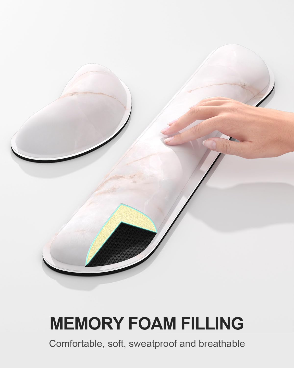 Auhoahsil Large Mouse Pad with Wrist Rests for Keyboard & Mouse, Thick Soft Ergonomic Memory Foam