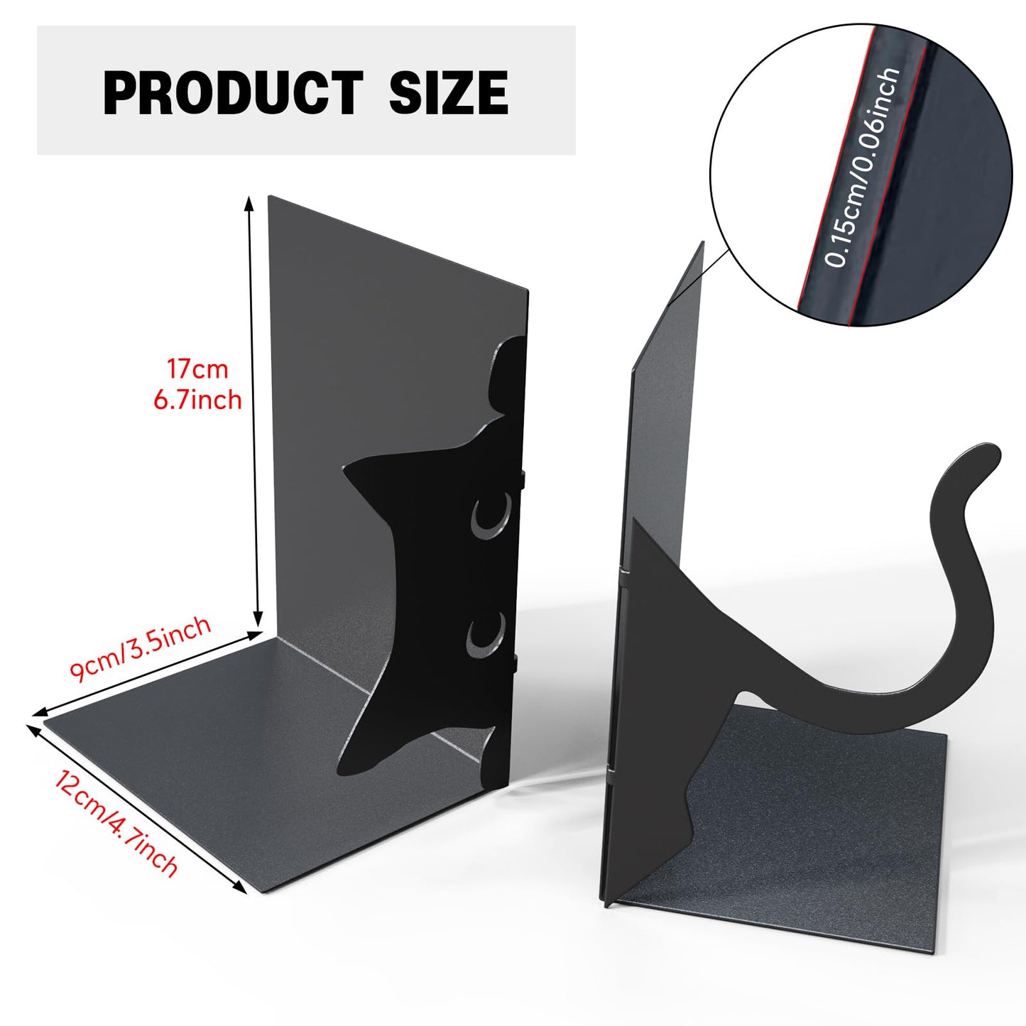 Book Ends Decorative,ENCIMART Book Ends,Metal Bookends,Book Holders for Shelves,Office Decorative