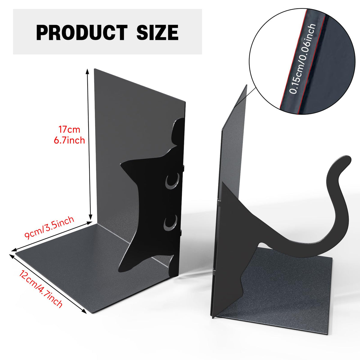 Book Ends Decorative,ENCIMART Book Ends,Metal Bookends,Book Holders for Shelves,Office Decorative